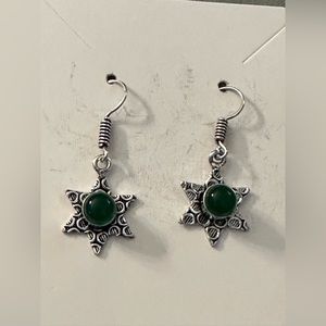 Petite Green Onyx Star Dangle Earrings